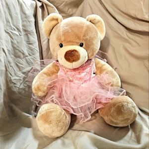Build A Bear Asthma & Allergy Foundation Soft Tan Plush Sitting Bear w/ TuTu